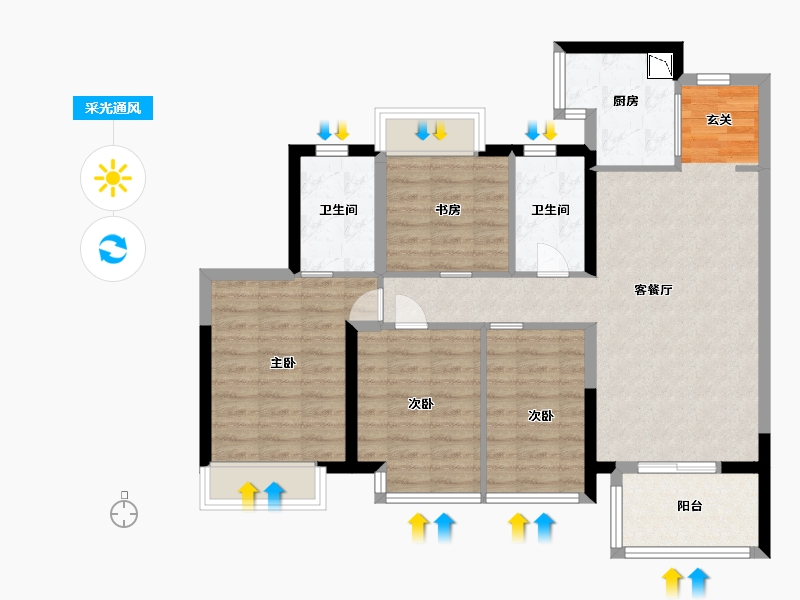 广东省-东莞市-中海・十里溪境-90.40-户型库-采光通风