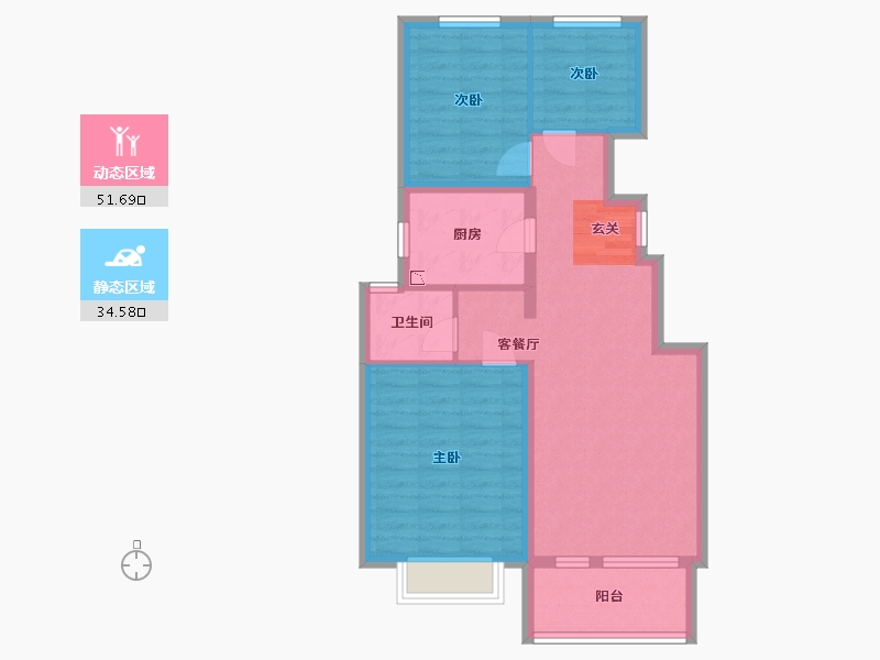 河北省-石家庄市-龙湖九里晴川-76.89-户型库-动静分区