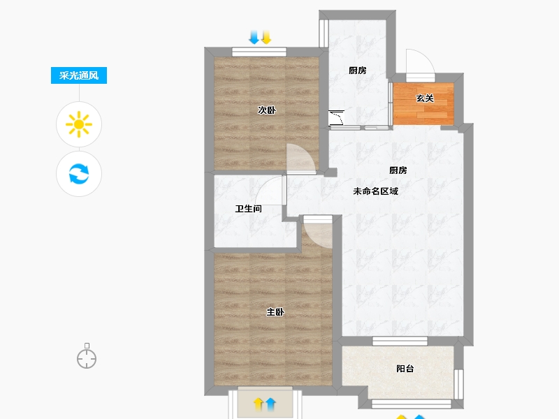 河北省-石家庄市-万科翡翠书院-57.10-户型库-采光通风