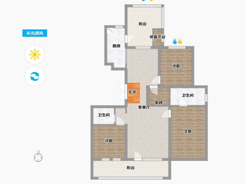 河北省-石家庄市-万科翡翠书院-116.65-户型库-采光通风