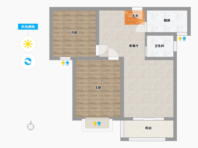 河北省-石家庄市-润江正定壹�院-72.00-户型库-采光通风