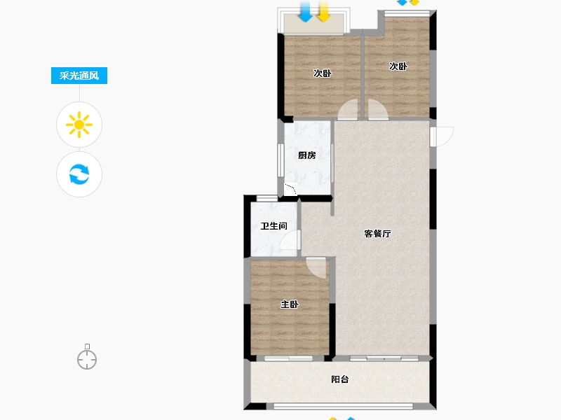 广西壮族自治区-桂林市-华夏麒麟・桂林公馆-88.42-户型库-采光通风