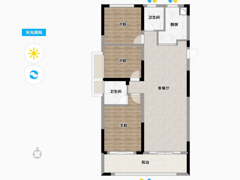 广西壮族自治区-桂林市-华夏麒麟・桂林公馆-93.97-户型库-采光通风