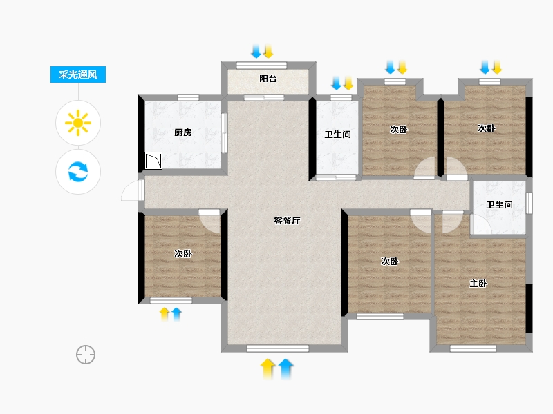 湖南省-长沙市-浏阳恒大华府-119.10-户型库-采光通风