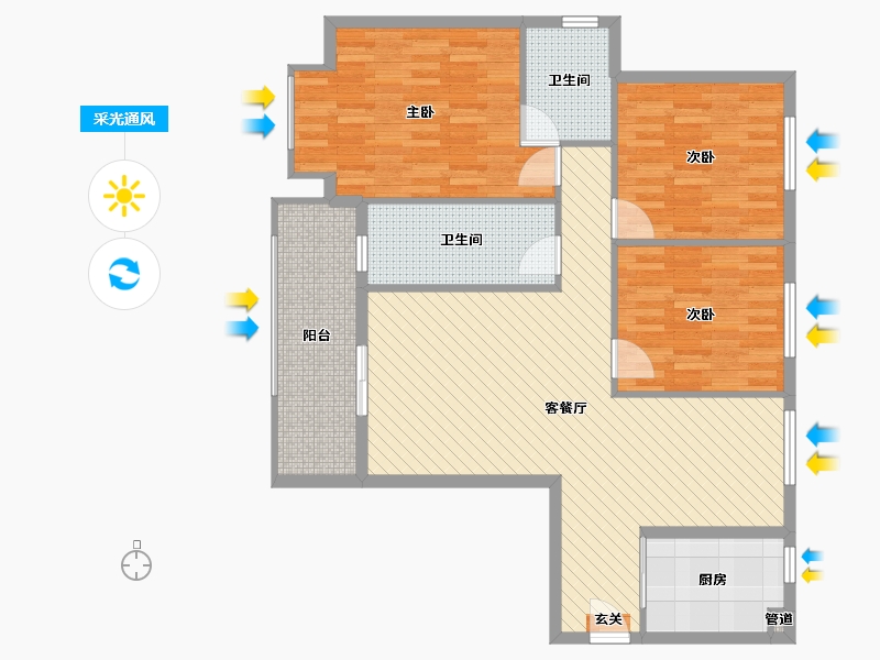 湖北省-武汉市-花桥天下-110.39-户型库-采光通风