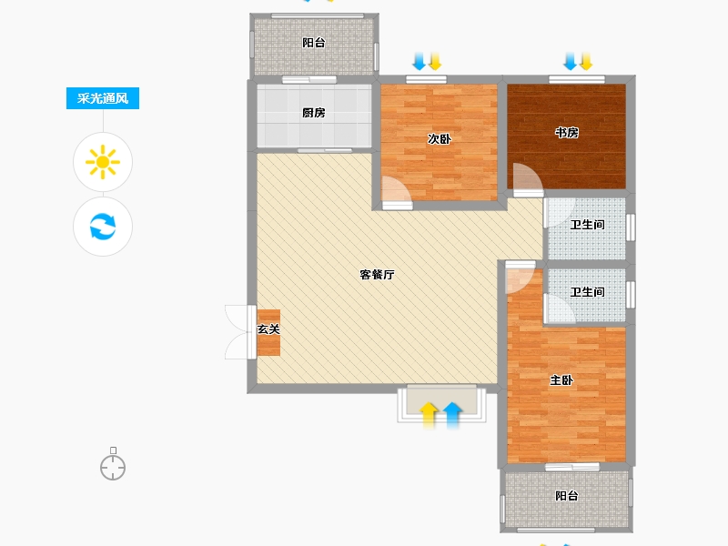 山西省-临汾市-新东城-100.60-户型库-采光通风