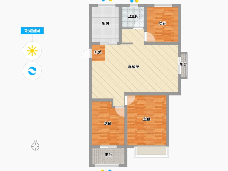 山东省-潍坊市-寿光市英伦公馆-89.37-户型库-采光通风