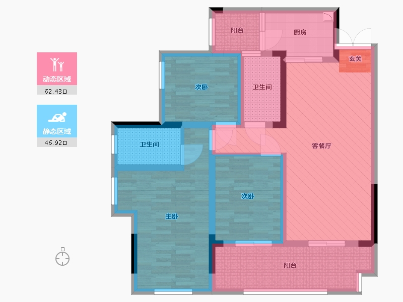 重庆-重庆市-华商悦江府-94.47-户型库-动静分区