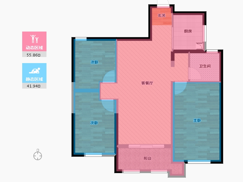 江苏省-淮安市-邦德云鼎-86.40-户型库-动静分区