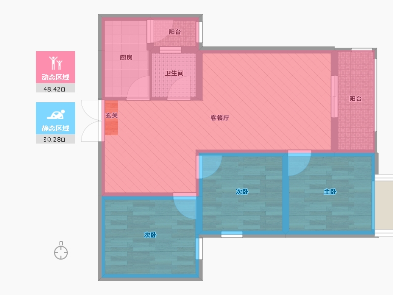 贵州省-遵义市-朗庭豪园-68.11-户型库-动静分区