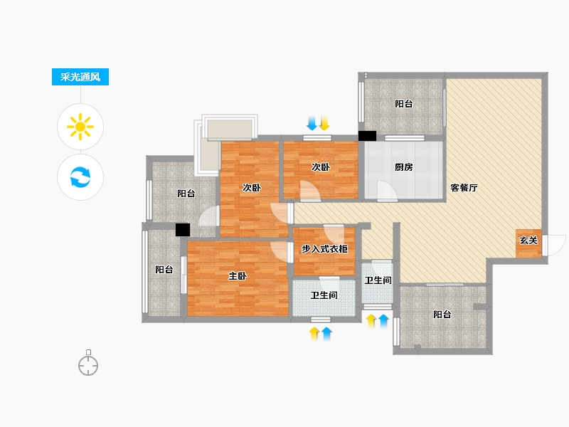 广东省-深圳市-锦绣花园三期-B栋-120.00-户型库-采光通风