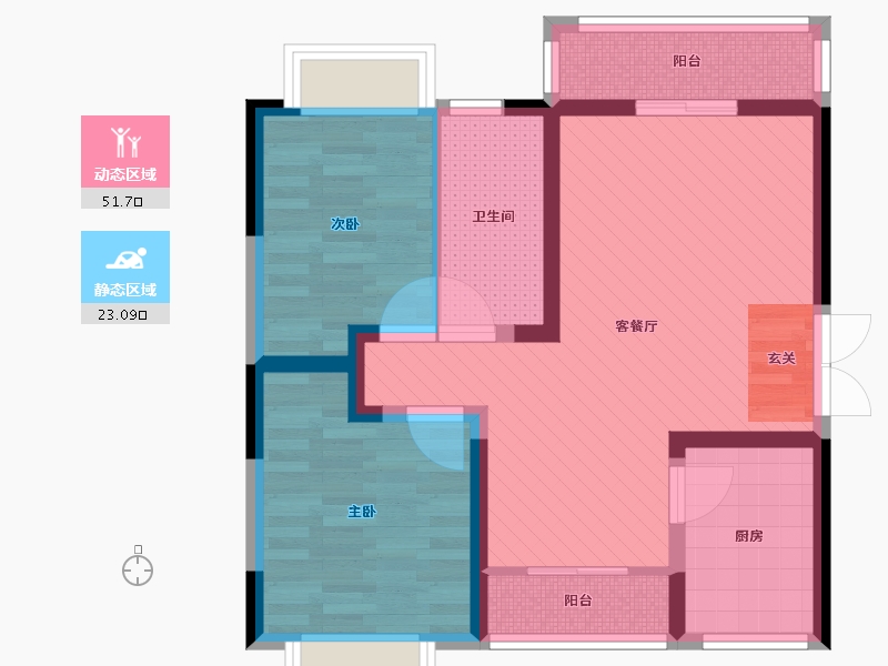 陕西省-西安市-湖畔嘉园-64.35-户型库-动静分区