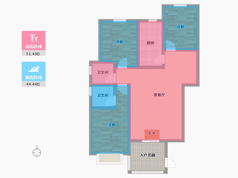 河北省-邢台市-友谊花苑-90.97-户型库-动静分区