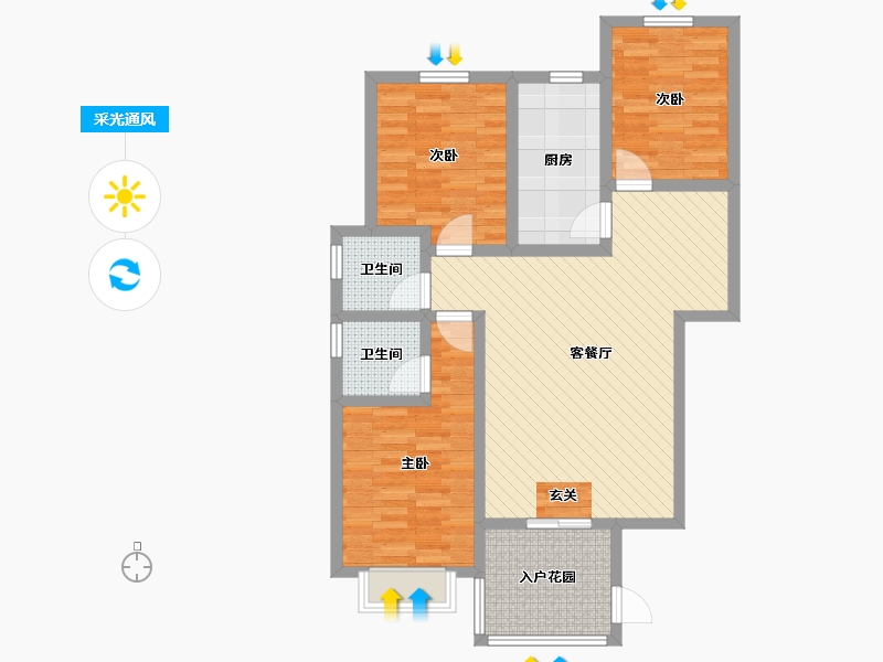 河北省-邢台市-友谊花苑-90.97-户型库-采光通风