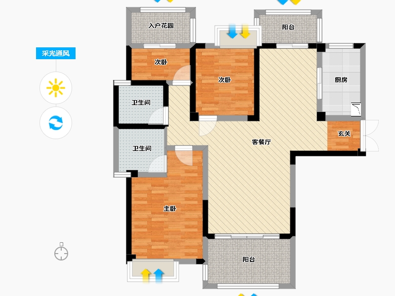 湖南省-永州市-佳信御珑湾-102.23-户型库-采光通风