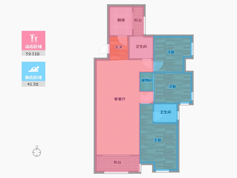 河南省-郑州市-大观国际-90.21-户型库-动静分区