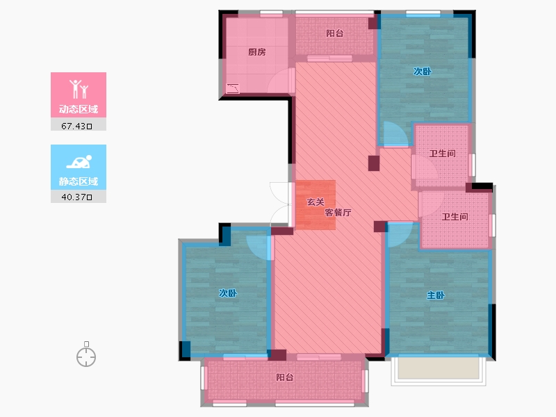 浙江省-湖州市-上邻世家-94.65-户型库-动静分区