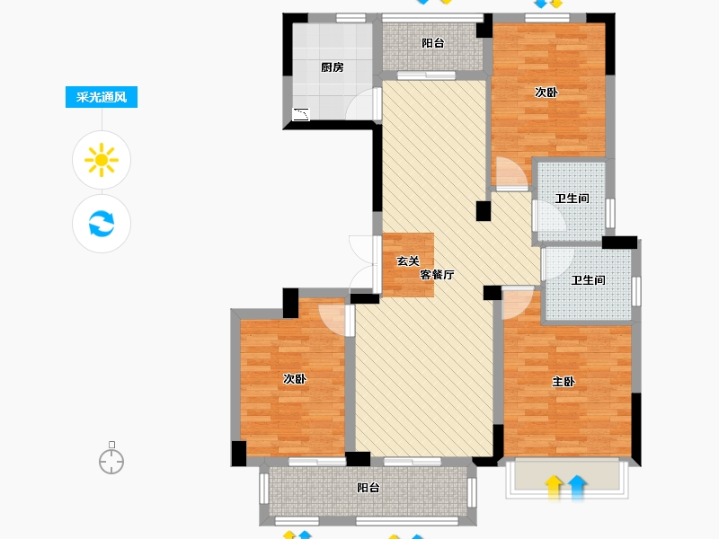 浙江省-湖州市-上邻世家-94.65-户型库-采光通风