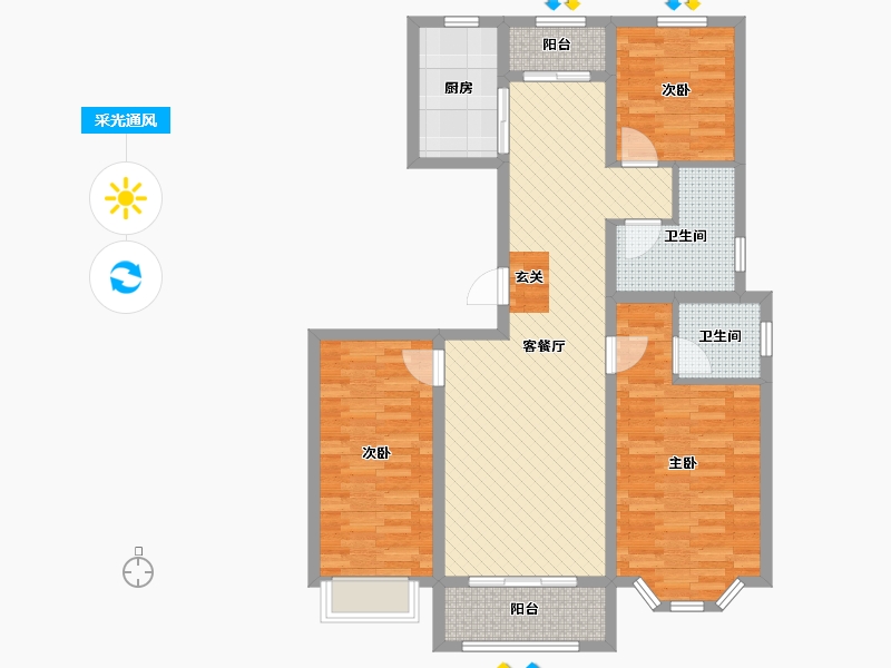 山东省-东营市-万通海欣盈园-100.14-户型库-采光通风