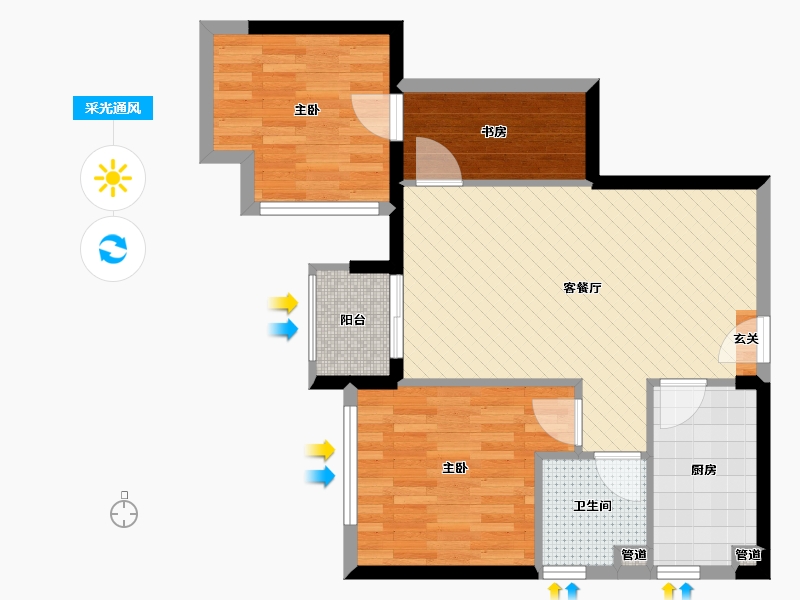 广西壮族自治区-南宁市-阳光城丽景湾-65.00-户型库-采光通风