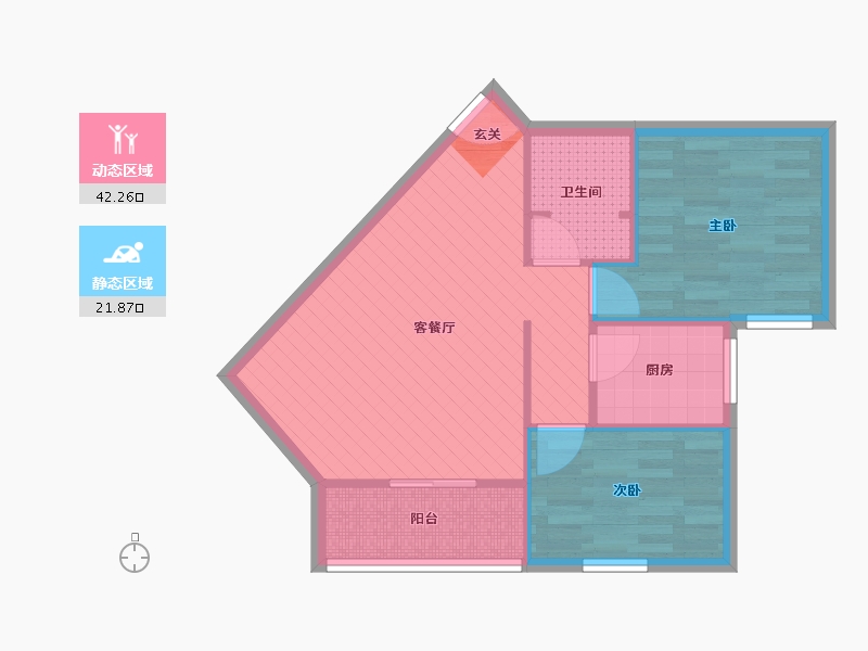 北京-北京市-卧龙小区-57.28-户型库-动静分区