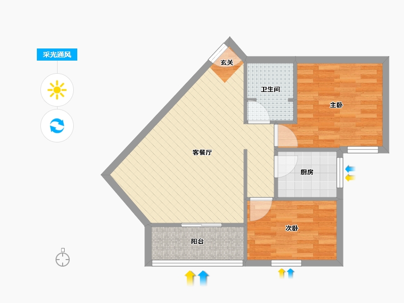 北京-北京市-卧龙小区-57.28-户型库-采光通风