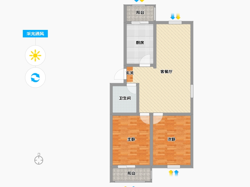 河北省-邯郸市-空港幸福苑-80.80-户型库-采光通风