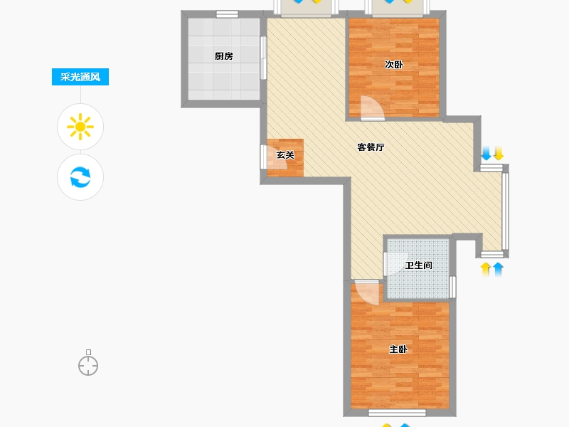 浙江省-杭州市-锦都家园-74.49-户型库-采光通风