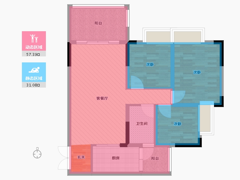 重庆-重庆市-开州区嶺尚城-76.91-户型库-动静分区