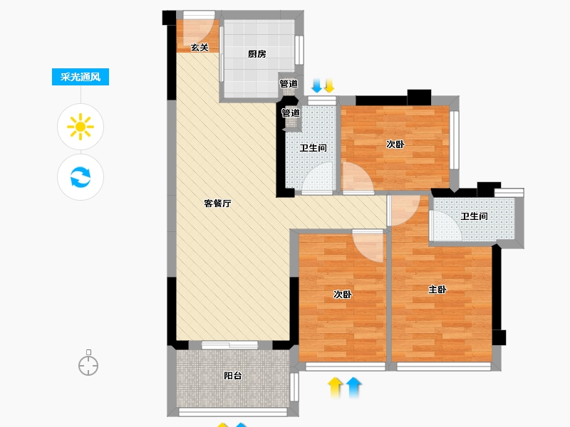 广东省-肇庆市-君汇熙庭-66.19-户型库-采光通风