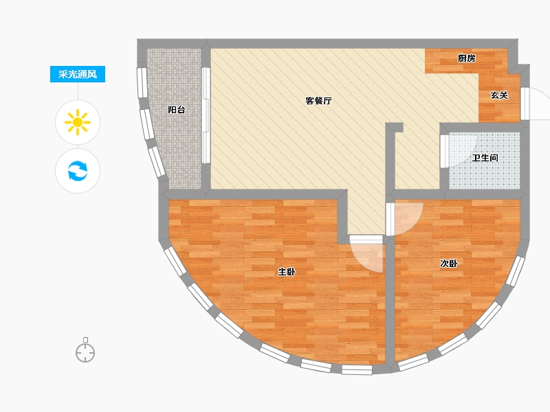 江苏省-南通市-城河新村-63.10-户型库-采光通风