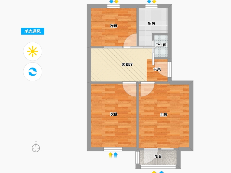 北京-北京市-八角北里39号楼-46.85-户型库-采光通风