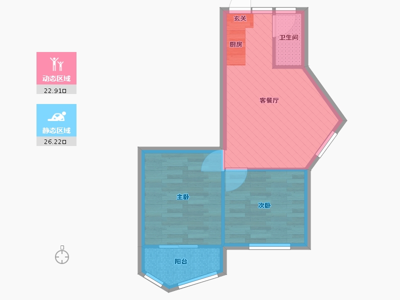 上海-上海市-桃浦六村绿春苑-43.53-户型库-动静分区