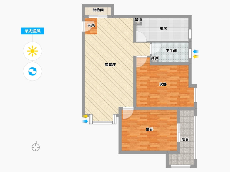 陕西省-西安市-尚荣小区-84.29-户型库-采光通风