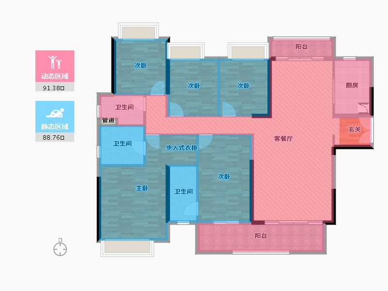 广东省-梅州市-奥园梅江天韵-161.13-户型库-动静分区