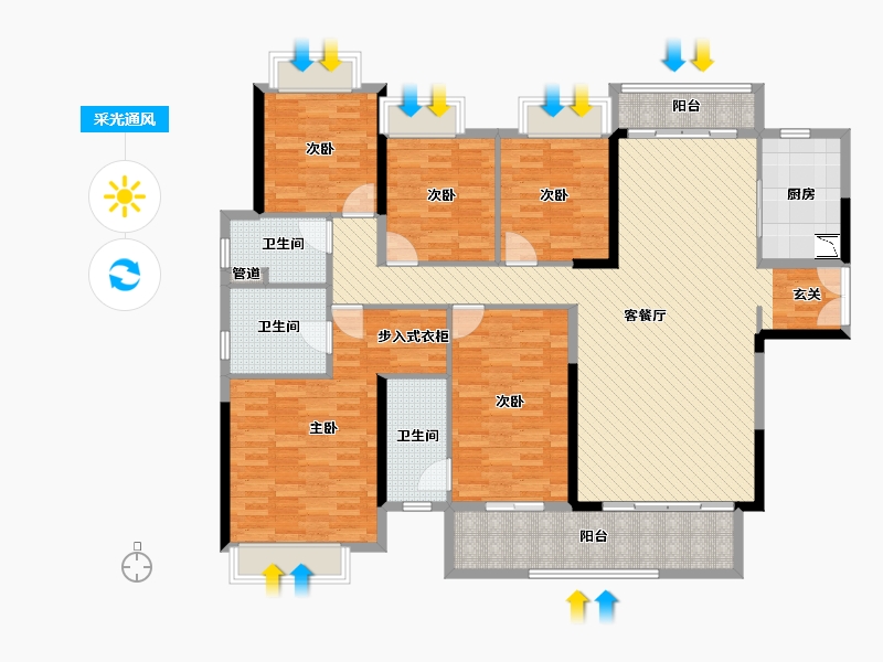 广东省-梅州市-奥园梅江天韵-161.13-户型库-采光通风