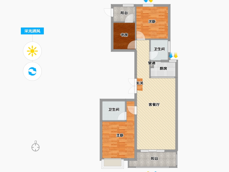 浙江省-绍兴市-绿城兰园-88.00-户型库-采光通风