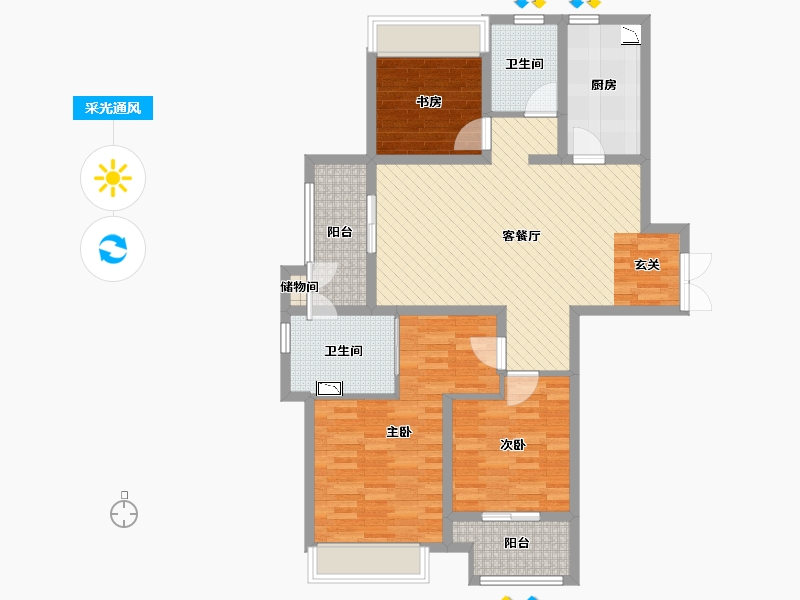 江苏省-南通市-七星首府-98.00-户型库-采光通风