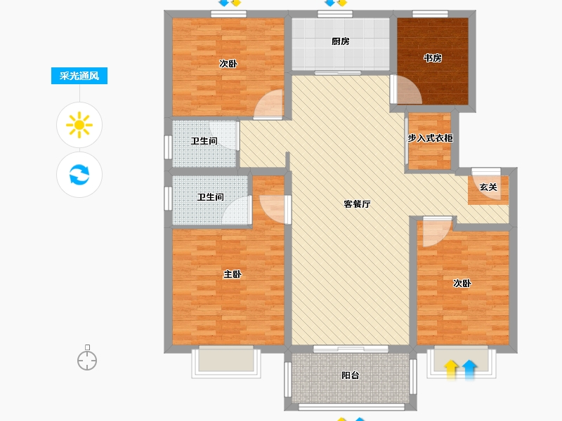 江苏省-连云港市-水韵华府-111.20-户型库-采光通风