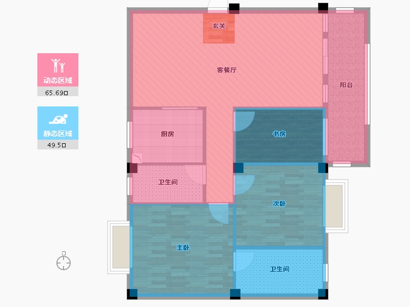 云南省-昆明市-幸福里-104.29-户型库-动静分区