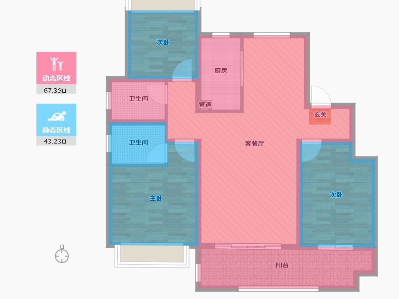 安徽省-亳州市-蒙城中梁壹号院-96.80-户型库-动静分区