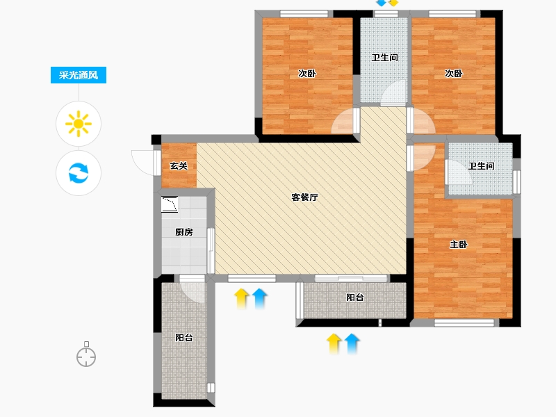 四川省-成都市-鹭湖宫8区-E组-95.60-户型库-采光通风