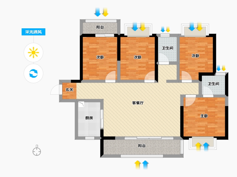 湖南省-长沙市-领航公馆-99.67-户型库-采光通风