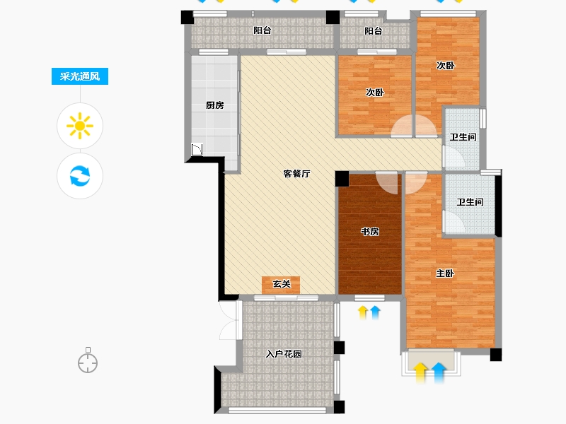 湖南省-常德市-北金城-二期-133.62-户型库-采光通风