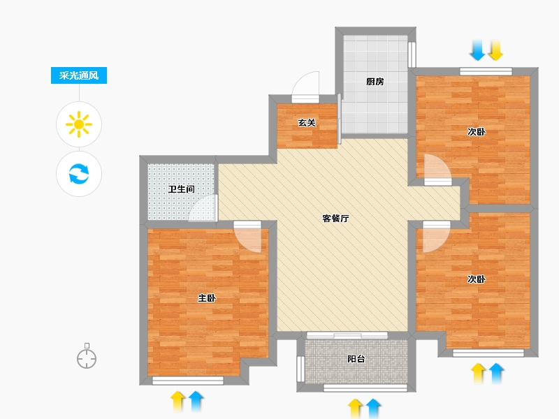 山东省-青岛市-海创尚居-88.00-户型库-采光通风