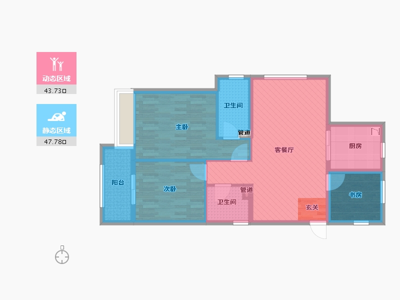 浙江省-杭州市-昆仑华府-80.64-户型库-动静分区