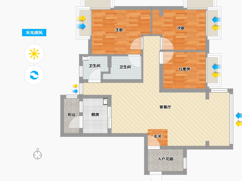 湖南省-郴州市-水榭花都-81.66-户型库-采光通风