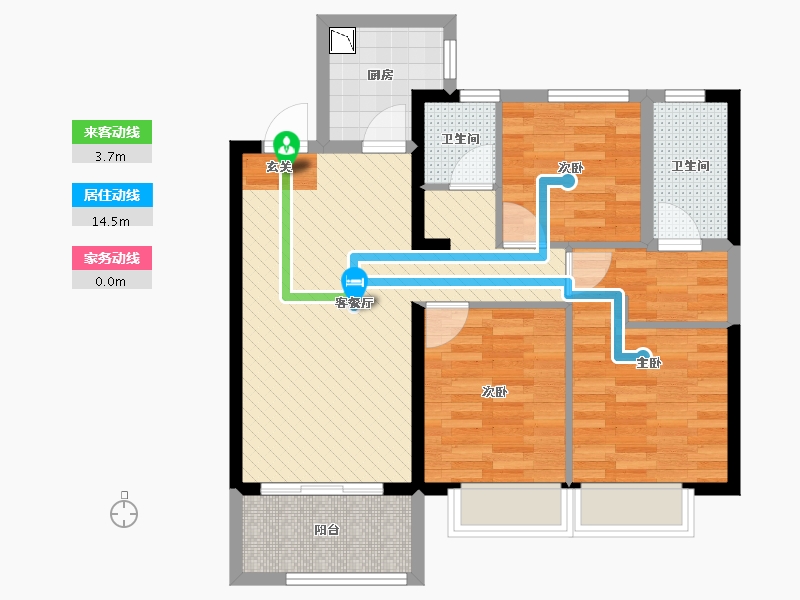 陕西省-西安市-十年城-74.82-户型库-动静线