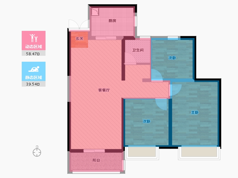 河南省-郑州市-泰宏建业国际城6号院-86.25-户型库-动静分区