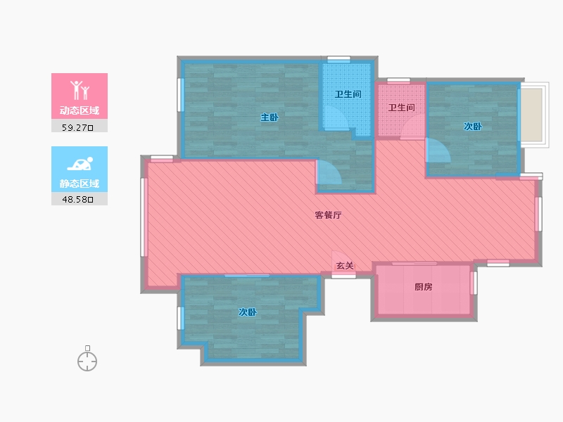 浙江省-绍兴市-南门春晓-97.60-户型库-动静分区